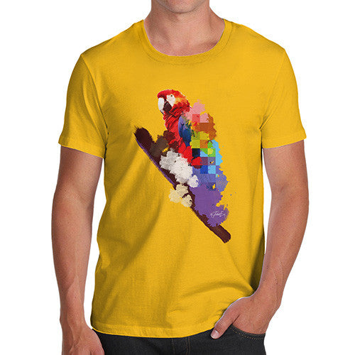 Men's Watercolour Pixel Rainbow McCaw Parrot T-Shirt