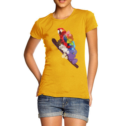 Women's Watercolour Pixel Rainbow McCaw Parrot T-Shirt