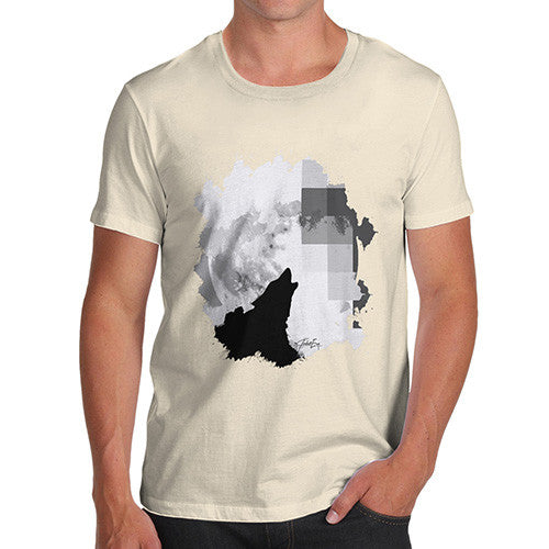 Men's Watercolour Pixel Wolf Moon T-Shirt