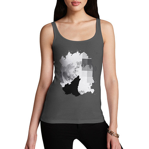 Women's Watercolour Pixel Wolf Moon Tank Top