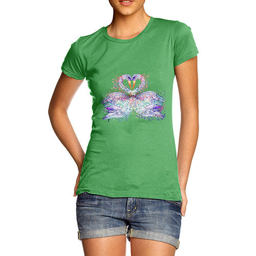 Women's Watercolour Rainbow Swans T-Shirt