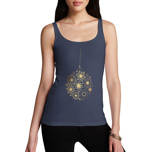 Women's Golden Snowflake Bauble Tank Top