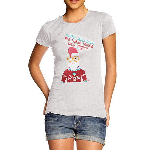 Women's Funny Hipster Santa Mince Pies T-Shirt