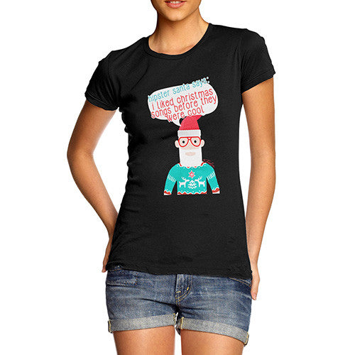 Women's Hipster Santa Christmas Songs T-Shirt