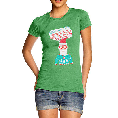 Women's Hipster Santa Christmas Songs T-Shirt