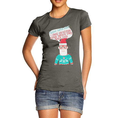 Women's Hipster Santa Christmas Songs T-Shirt