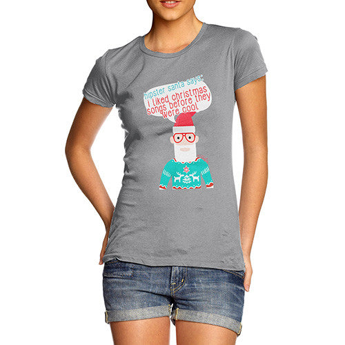 Women's Hipster Santa Christmas Songs T-Shirt