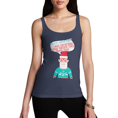 Women's Hipster Santa Christmas Songs Tank Top