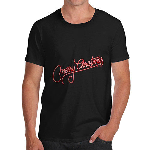 Men's Merry Christmas Red Glitter T-Shirt