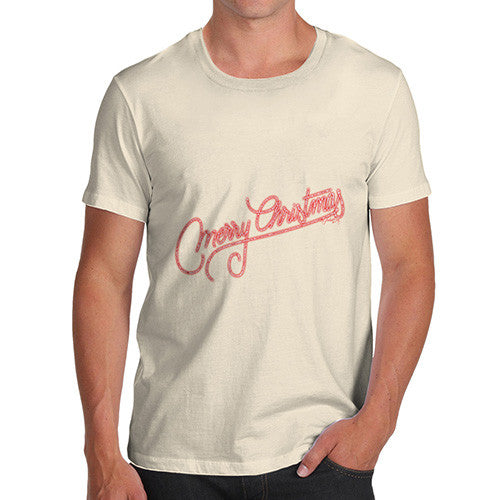 Men's Merry Christmas Red Glitter T-Shirt