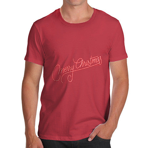 Men's Merry Christmas Red Glitter T-Shirt