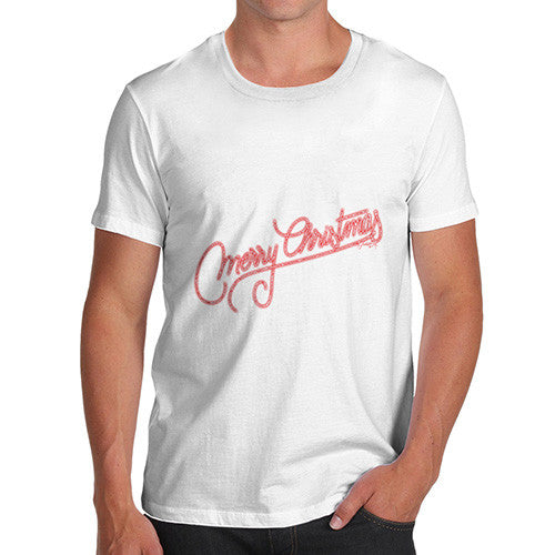 Men's Merry Christmas Red Glitter T-Shirt