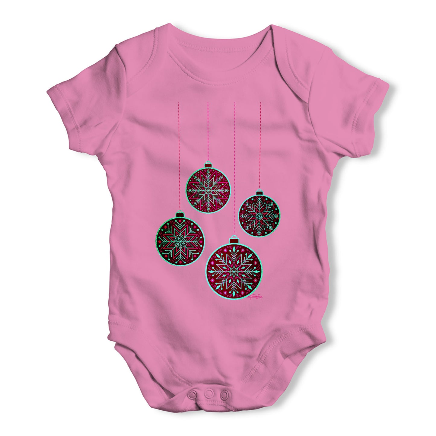 Purple Christmas Baubles Baby Grow Bodysuit