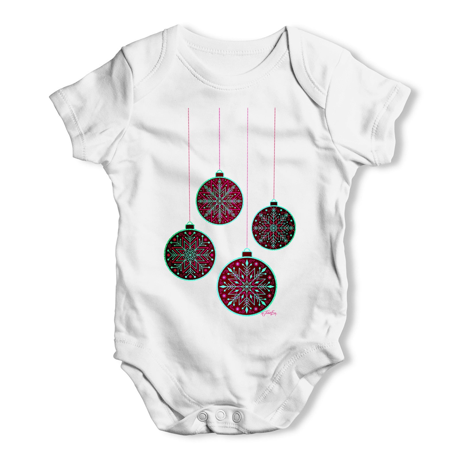 Purple Christmas Baubles Baby Grow Bodysuit