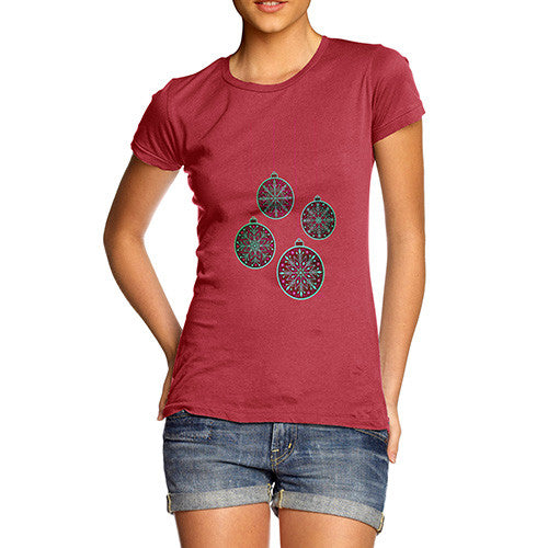 Women's Purple Christmas Baubles T-Shirt