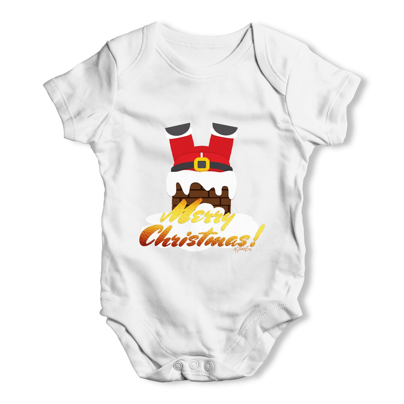 Funny Santa Down The Chimney Baby Grow Bodysuit