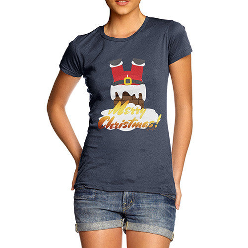 Women's Funny Santa Down The Chimney T-Shirt