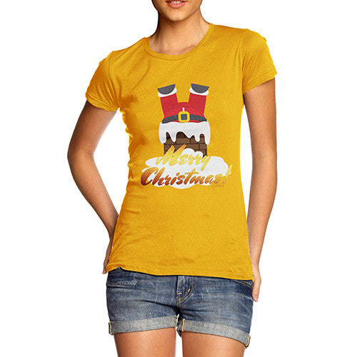 Women's Funny Santa Down The Chimney T-Shirt