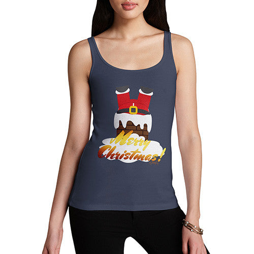 Women's Funny Santa Down The Chimney Tank Top