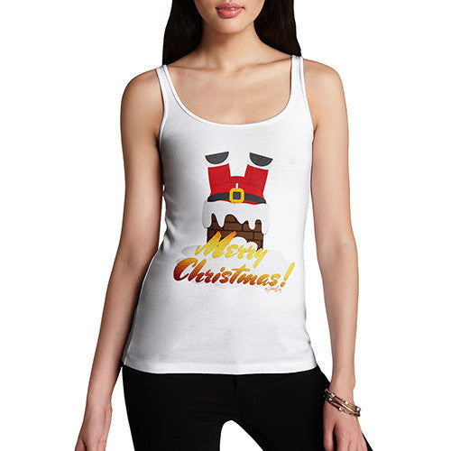 Women's Funny Santa Down The Chimney Tank Top