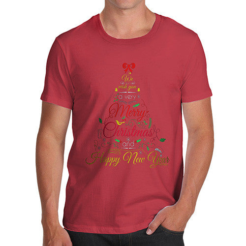 Men's Merry Christmas & A Happy New Year Tree T-Shirt