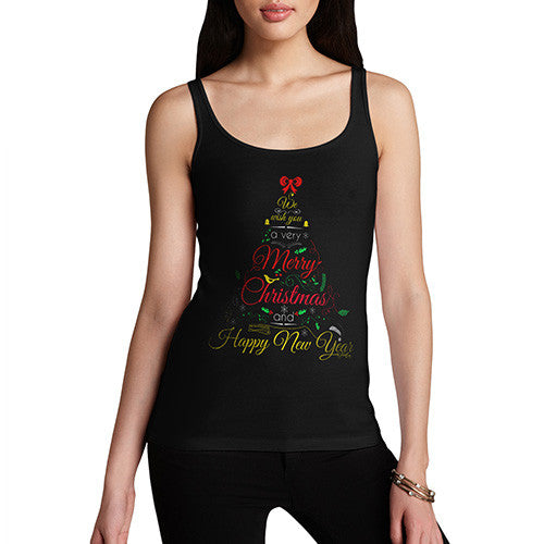 Women's Merry Christmas & A Happy New Year Tree Tank Top