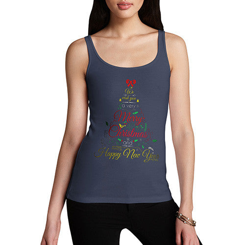 Women's Merry Christmas & A Happy New Year Tree Tank Top