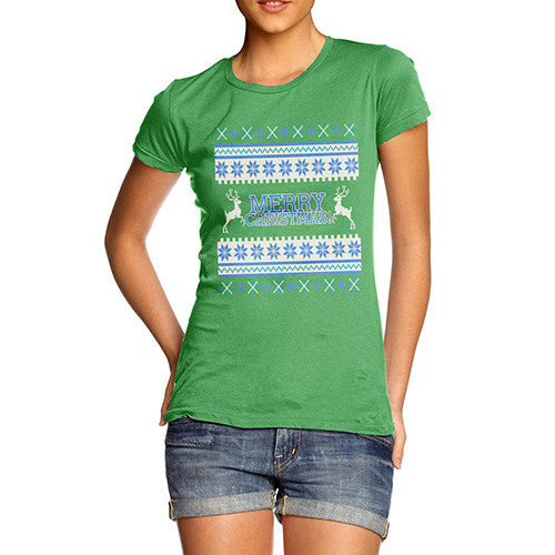 Women's Merry Christmas Knitted Jumper T-Shirt