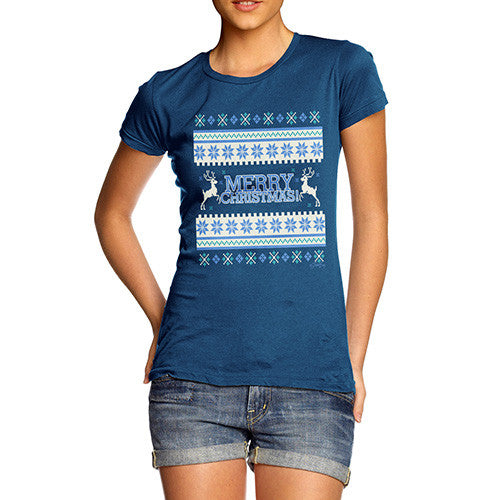 Women's Merry Christmas Knitted Jumper T-Shirt