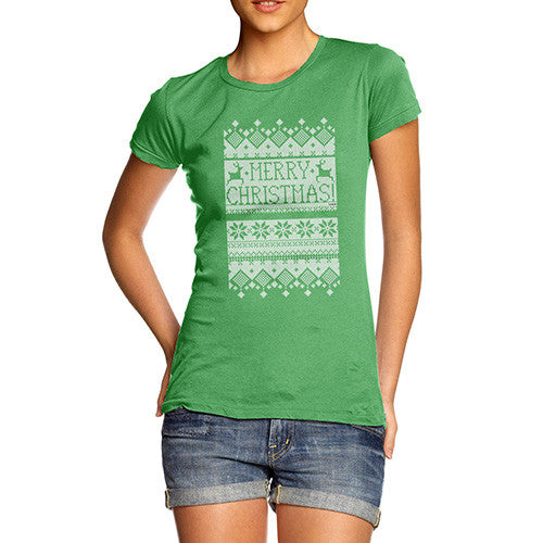 Women's Ugly Christmas Reindeer Sweater T-Shirt