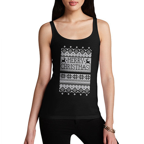 Women's Ugly Christmas Reindeer Sweater Tank Top