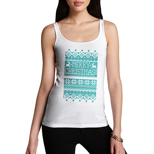 Women's Ugly Christmas Reindeer Sweater Tank Top