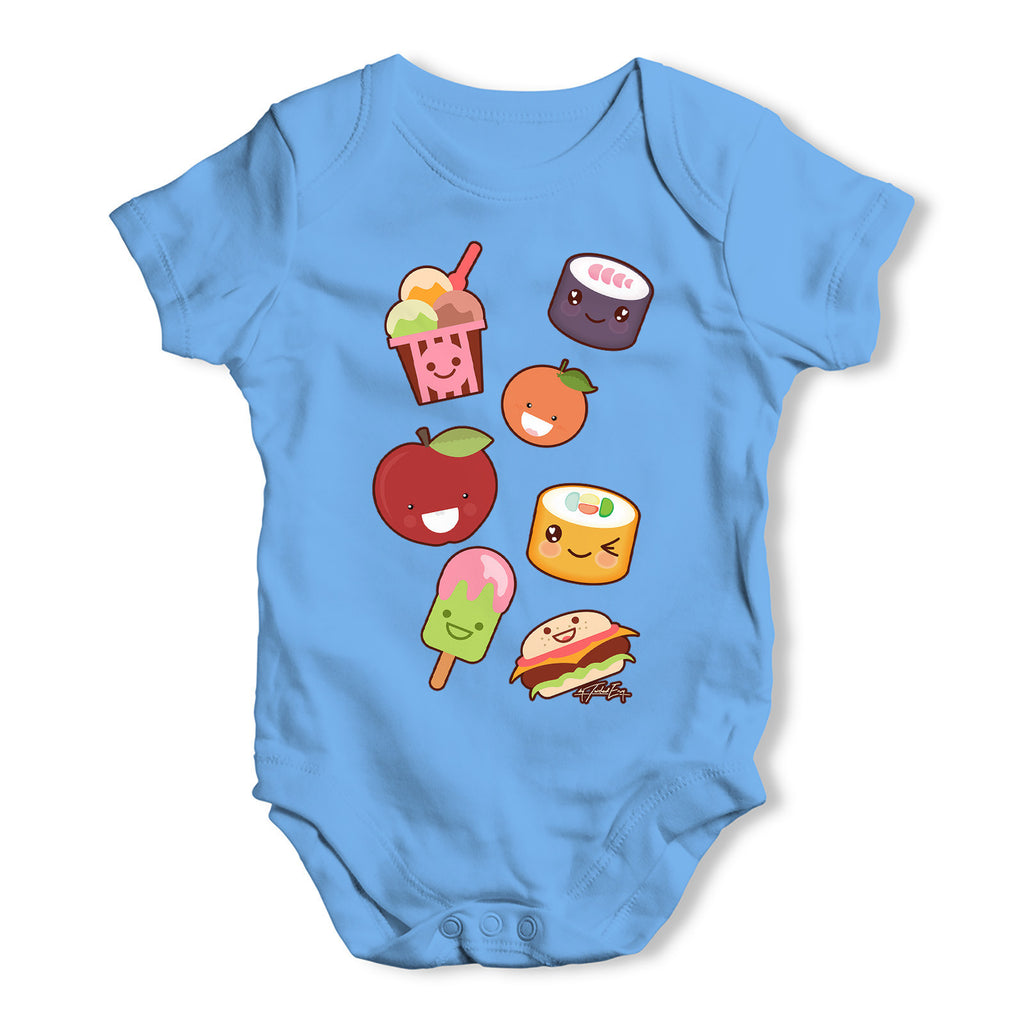 Kawaii Japanese Sweets & Treats Emoji Baby Grow Bodysuit