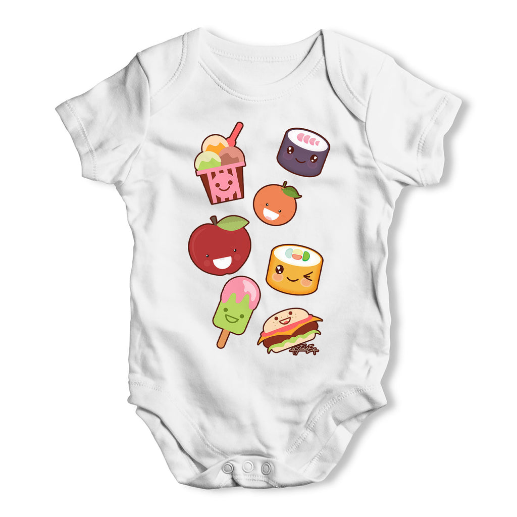 Kawaii Japanese Sweets & Treats Emoji Baby Grow Bodysuit