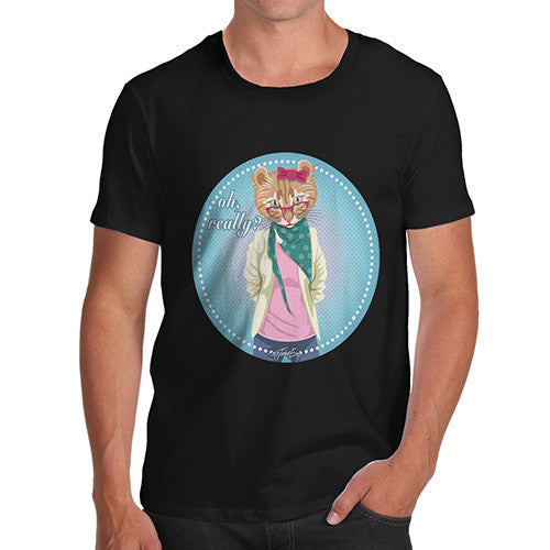 Men's Hippy Cat Oh Really T-Shirt