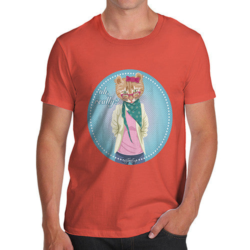 Men's Hippy Cat Oh Really T-Shirt