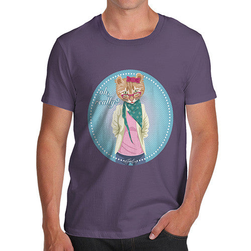 Men's Hippy Cat Oh Really T-Shirt