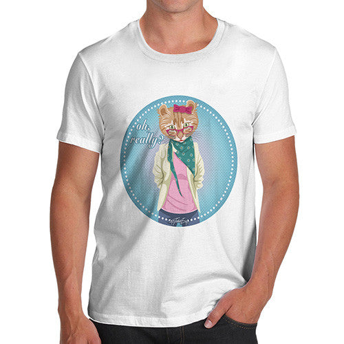 Men's Hippy Cat Oh Really T-Shirt