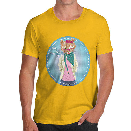 Men's Hippy Cat Oh Really T-Shirt