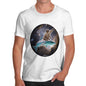 Men's Cat Riding A Shark In Space T-Shirt