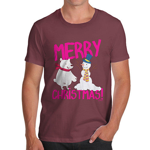 Men's Merry Christmas Bear & Snowman T-Shirt