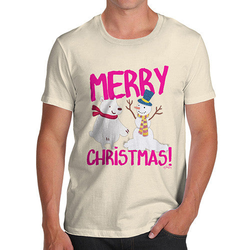 Men's Merry Christmas Bear & Snowman T-Shirt