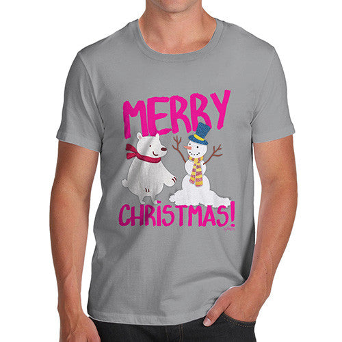 Men's Merry Christmas Bear & Snowman T-Shirt