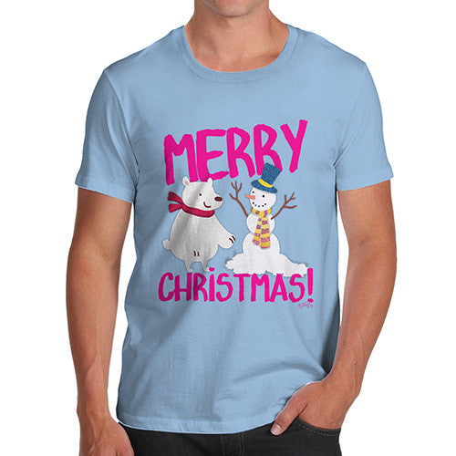 Men's Merry Christmas Bear & Snowman T-Shirt