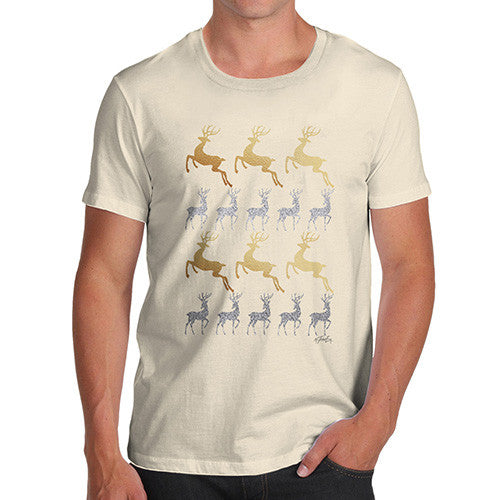 Men's Gold & Silver Reindeer Pattern T-Shirt