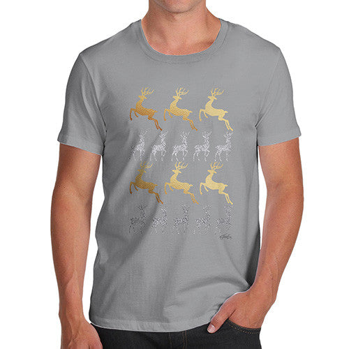 Men's Gold & Silver Reindeer Pattern T-Shirt