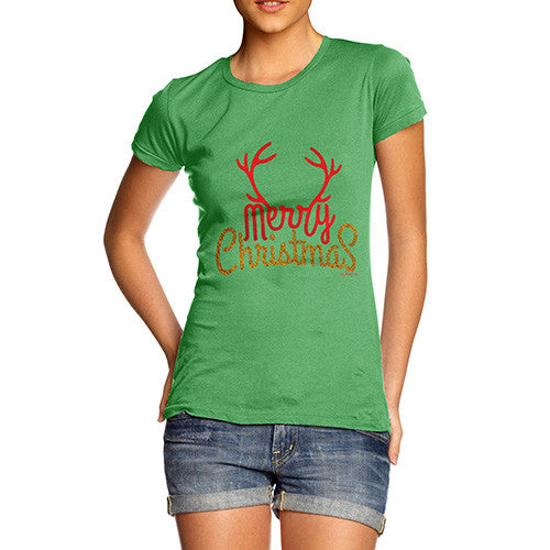 Women's Merry Christmas Antlers T-Shirt