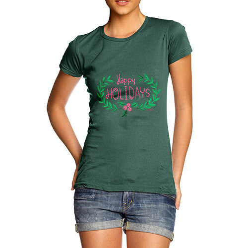 Women's Happy Holidays Holly T-Shirt