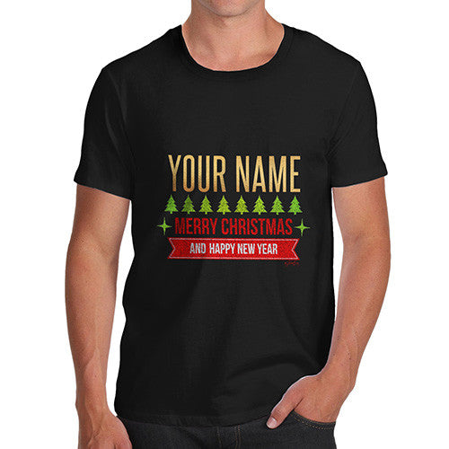 Men's Personalised Merry Christmas And Happy New Year T-Shirt