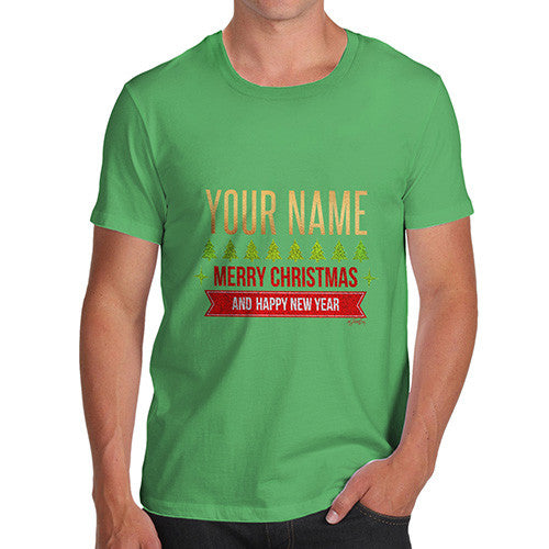 Men's Personalised Merry Christmas And Happy New Year T-Shirt